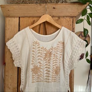 🔶 Vintage hand made / embroidered dress, size M, summer, neutrals. 🔶